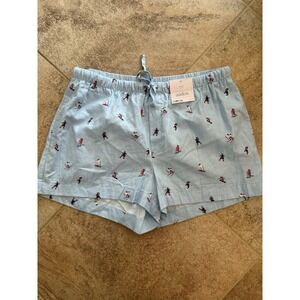 Women's Auden Blue Skiing Winter Sports Flannel Pajama Shorts Size Medium NWT
